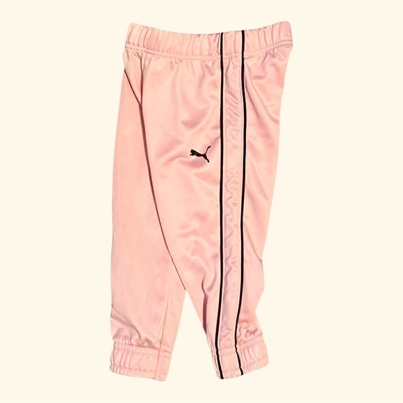 Puma Pink Track Pants elastic waist band logo striped Girls 18 Months - Picture 2 of 6